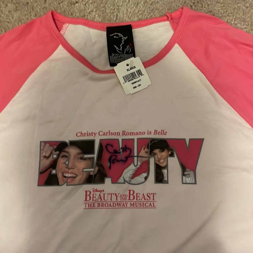 NWT!! Autographed Christy Carlson Romano Beauty and the Beast Broadway T-Shirt